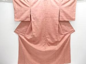 横段に抽象模様織り出し手織り紬着物